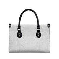 Lotu Tamaiti White Tongan Ngatu Leather Bag Polynesian Tribal Fonulei Pattern - Polynesian Pride