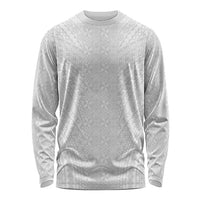 Lotu Tamaiti White Tongan Ngatu Long Sleeve Shirt Polynesian Tribal Fonulei Pattern LT9 Unisex White - Polynesian Pride