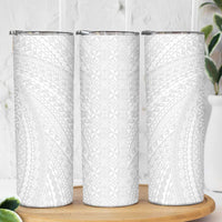 Lotu Tamaiti White Tongan Ngatu Skinny Tumbler Polynesian Tribal Fonulei Pattern LT9 - Polynesian Pride