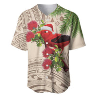 Christmas Hawaii with I'iwi Bird Baseball Jersey Aloha Mele Kalikimaka - Beige Art LT9 Beige - Polynesian Pride