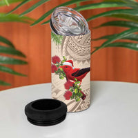 Christmas Hawaii with I'iwi Bird 4 in 1 Can Cooler Tumbler Aloha Mele Kalikimaka - Beige Art LT9 - Polynesian Pride