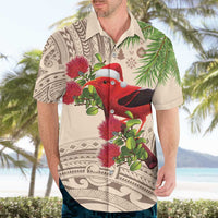 Christmas Hawaii with I'iwi Bird Hawaiian Shirt Aloha Mele Kalikimaka - Beige Art LT9 - Polynesian Pride