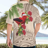 Christmas Hawaii with I'iwi Bird Hawaiian Shirt Aloha Mele Kalikimaka - Beige Art LT9 - Polynesian Pride