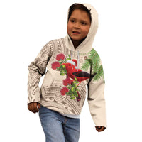 Christmas Hawaii with I'iwi Bird Kid Hoodie Aloha Mele Kalikimaka - Beige Art LT9 - Polynesian Pride