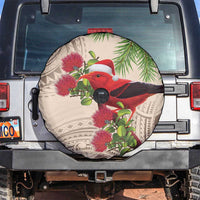 Christmas Hawaii with I'iwi Bird Spare Tire Cover Aloha Mele Kalikimaka - Beige Art LT9 Beige - Polynesian Pride