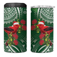 Christmas Hawaii with I'iwi Bird 4 in 1 Can Cooler Tumbler Aloha Mele Kalikimaka - Green Art LT9 One Size: 16 oz Green - Polynesian Pride