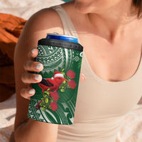 Christmas Hawaii with I'iwi Bird 4 in 1 Can Cooler Tumbler Aloha Mele Kalikimaka - Green Art LT9 - Polynesian Pride