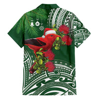Christmas Hawaii with I'iwi Bird Family Matching Puletasi and Hawaiian Shirt Aloha Mele Kalikimaka - Green Art LT9 - Polynesian Pride