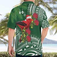 Christmas Hawaii with I'iwi Bird Hawaiian Shirt Aloha Mele Kalikimaka - Green Art LT9 - Polynesian Pride