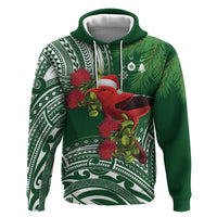 Christmas Hawaii with I'iwi Bird Hoodie Aloha Mele Kalikimaka - Green Art LT9 Pullover Hoodie Green - Polynesian Pride