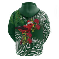 Christmas Hawaii with I'iwi Bird Hoodie Aloha Mele Kalikimaka - Green Art LT9 - Polynesian Pride