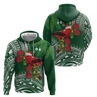 Christmas Hawaii with I'iwi Bird Hoodie Aloha Mele Kalikimaka - Green Art LT9 - Polynesian Pride
