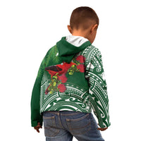 Christmas Hawaii with I'iwi Bird Kid Hoodie Aloha Mele Kalikimaka - Green Art LT9 - Polynesian Pride