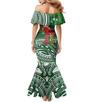 Christmas Hawaii with I'iwi Bird Mermaid Dress Aloha Mele Kalikimaka - Green Art LT9 - Polynesian Pride