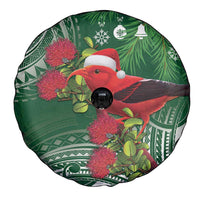 Christmas Hawaii with I'iwi Bird Spare Tire Cover Aloha Mele Kalikimaka - Green Art LT9 - Polynesian Pride