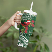 Christmas Hawaii with I'iwi Bird Tumbler With Handle Aloha Mele Kalikimaka - Green Art LT9 - Polynesian Pride