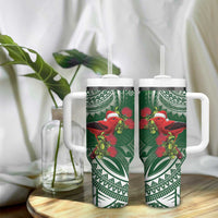 Christmas Hawaii with I'iwi Bird Tumbler With Handle Aloha Mele Kalikimaka - Green Art LT9 - Polynesian Pride