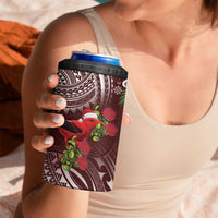 Christmas Hawaii with I'iwi Bird 4 in 1 Can Cooler Tumbler Aloha Mele Kalikimaka - Oxblood Art LT9 - Polynesian Pride