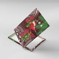 Christmas Hawaii with I'iwi Bird Canvas Wall Art Aloha Mele Kalikimaka - Oxblood Art LT9 With Frame Oxblood - Polynesian Pride