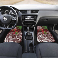 Christmas Hawaii with I'iwi Bird Car Mats Aloha Mele Kalikimaka - Oxblood Art LT9 Set 2pcs - Front Oxblood - Polynesian Pride