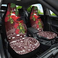 Christmas Hawaii with I'iwi Bird Car Seat Cover Aloha Mele Kalikimaka - Oxblood Art LT9 One Size Oxblood - Polynesian Pride