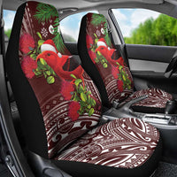 Christmas Hawaii with I'iwi Bird Car Seat Cover Aloha Mele Kalikimaka - Oxblood Art LT9 - Polynesian Pride