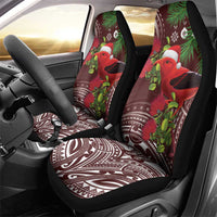 Christmas Hawaii with I'iwi Bird Car Seat Cover Aloha Mele Kalikimaka - Oxblood Art LT9 - Polynesian Pride