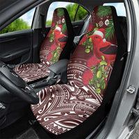 Christmas Hawaii with I'iwi Bird Car Seat Cover Aloha Mele Kalikimaka - Oxblood Art LT9 - Polynesian Pride