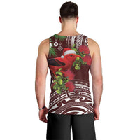 Christmas Hawaii with I'iwi Bird Men Tank Top Aloha Mele Kalikimaka - Oxblood Art LT9 - Polynesian Pride