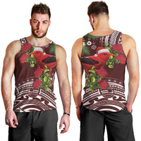 Christmas Hawaii with I'iwi Bird Men Tank Top Aloha Mele Kalikimaka - Oxblood Art LT9 - Polynesian Pride