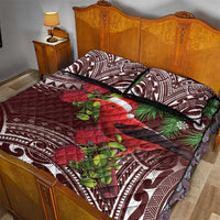 Christmas Hawaii with I'iwi Bird Quilt Bed Set Aloha Mele Kalikimaka - Oxblood Art LT9 - Polynesian Pride