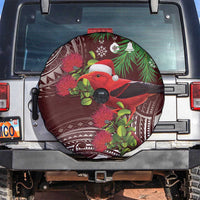Christmas Hawaii with I'iwi Bird Spare Tire Cover Aloha Mele Kalikimaka - Oxblood Art LT9 Oxblood - Polynesian Pride