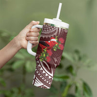 Christmas Hawaii with I'iwi Bird Tumbler With Handle Aloha Mele Kalikimaka - Oxblood Art LT9 - Polynesian Pride