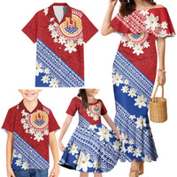 French Polynesia Family Matching Mermaid Dress and Hawaiian Shirt Tahitian Tiare Flowers Tribal LT9 - Polynesian Pride