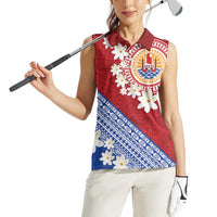 French Polynesia Women Sleeveless Polo Shirt Tahitian Tiare Flowers Tribal LT9 - Polynesian Pride