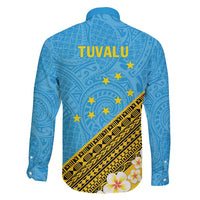 Tuvalu Plumeria Flowers Family Matching Long Sleeve Bodycon Dress and Hawaiian Shirt Polynesian Tribal Pattern LT9 - Polynesian Pride