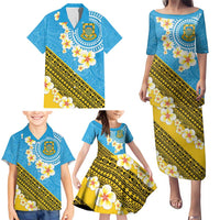 Tuvalu Plumeria Flowers Family Matching Puletasi and Hawaiian Shirt Polynesian Tribal Pattern LT9 - Polynesian Pride