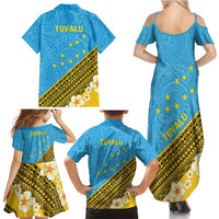 Tuvalu Plumeria Flowers Family Matching Summer Maxi Dress and Hawaiian Shirt Polynesian Tribal Pattern LT9 - Polynesian Pride