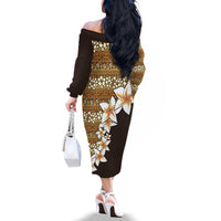 Vintage Hibiscus Turtle Pattern Family Matching Off The Shoulder Long Sleeve Dress and Hawaiian Shirt with Plumeria Half Style LT9 - Polynesian Pride