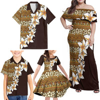 Vintage Hibiscus Turtle Pattern Family Matching Off Shoulder Maxi Dress and Hawaiian Shirt with Plumeria Half Style LT9 - Polynesian Pride