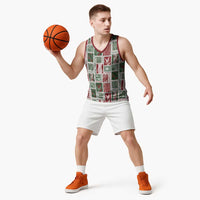 Mele Kalikimaka Hawaiian Quilt and Lei Patchwork Basketball Jersey - Polynesian Pride
