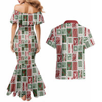 Mele Kalikimaka Hawaiian Quilt and Lei Patchwork Couples Matching Mermaid Dress and Hawaiian Shirt LT9 - Polynesian Pride