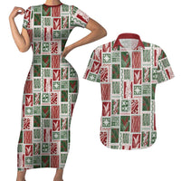 Mele Kalikimaka Hawaiian Quilt and Lei Patchwork Couples Matching Short Sleeve Bodycon Dress and Hawaiian Shirt LT9 Red - Polynesian Pride