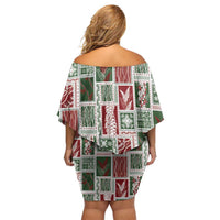 Mele Kalikimaka Hawaiian Quilt and Lei Patchwork Family Matching Off Shoulder Short Dress and Hawaiian Shirt LT9 - Polynesian Pride