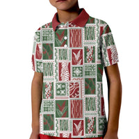 Mele Kalikimaka Hawaiian Quilt and Lei Patchwork Kid Polo Shirt - Polynesian Pride