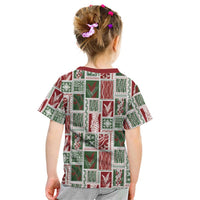 Mele Kalikimaka Hawaiian Quilt and Lei Patchwork Kid T Shirt - Polynesian Pride