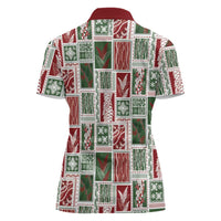 Mele Kalikimaka Hawaiian Quilt and Lei Patchwork Women Polo Shirt - Polynesian Pride