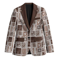 Vintage Aloha Block Quilt Blazer Beige Inspired Lei Motifs - Polynesian Pride