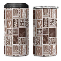 Vintage Aloha Block Quilt 4 in 1 Can Cooler Tumbler Beige Inspired Lei Motifs LT9 One Size: 16 oz Beige - Polynesian Pride