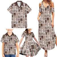 Vintage Aloha Block Quilt Family Matching Summer Maxi Dress and Hawaiian Shirt Beige Inspired Lei Motifs LT9 - Polynesian Pride